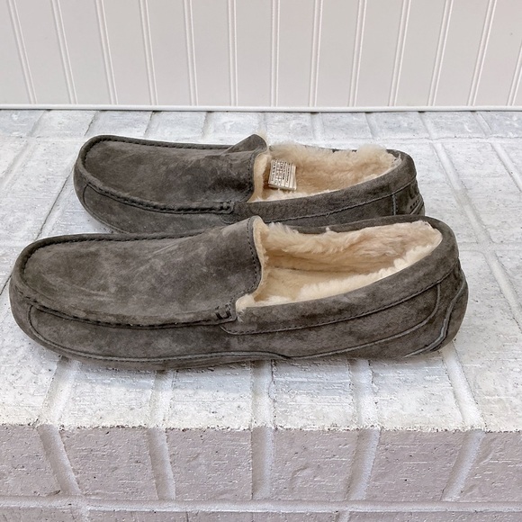UGG Ascot Suede Slippers in Grey Heather - Picture 8 of 13